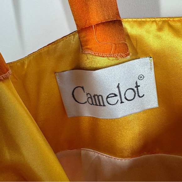 Camelot Orange 100% Silk Maxi Dress Beaded Bodice Size S Formal Evening Gown - Picture 6 of 16